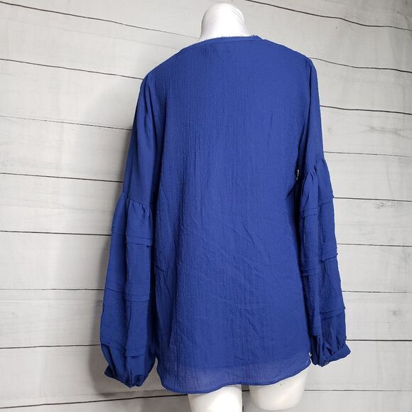 Jane and Delancey boho gauzy flowy top Large blue - Picture 2 of 8